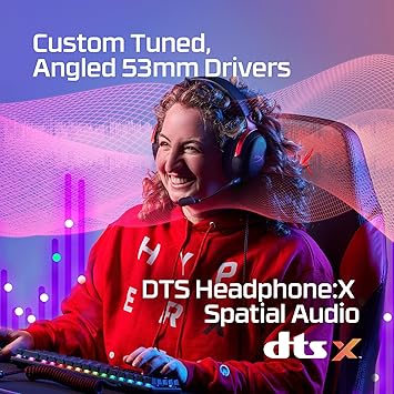 HyperX Cloud III Wired Gaming Headset, PC, PS5, Xbox Series X|S, Angled 53mm Drivers, Spatial Audio, Memory Foam, Durable Frame, Ultra-Clear 10mm Mic, USB-C, USB-A, 3.5mm Black/Red