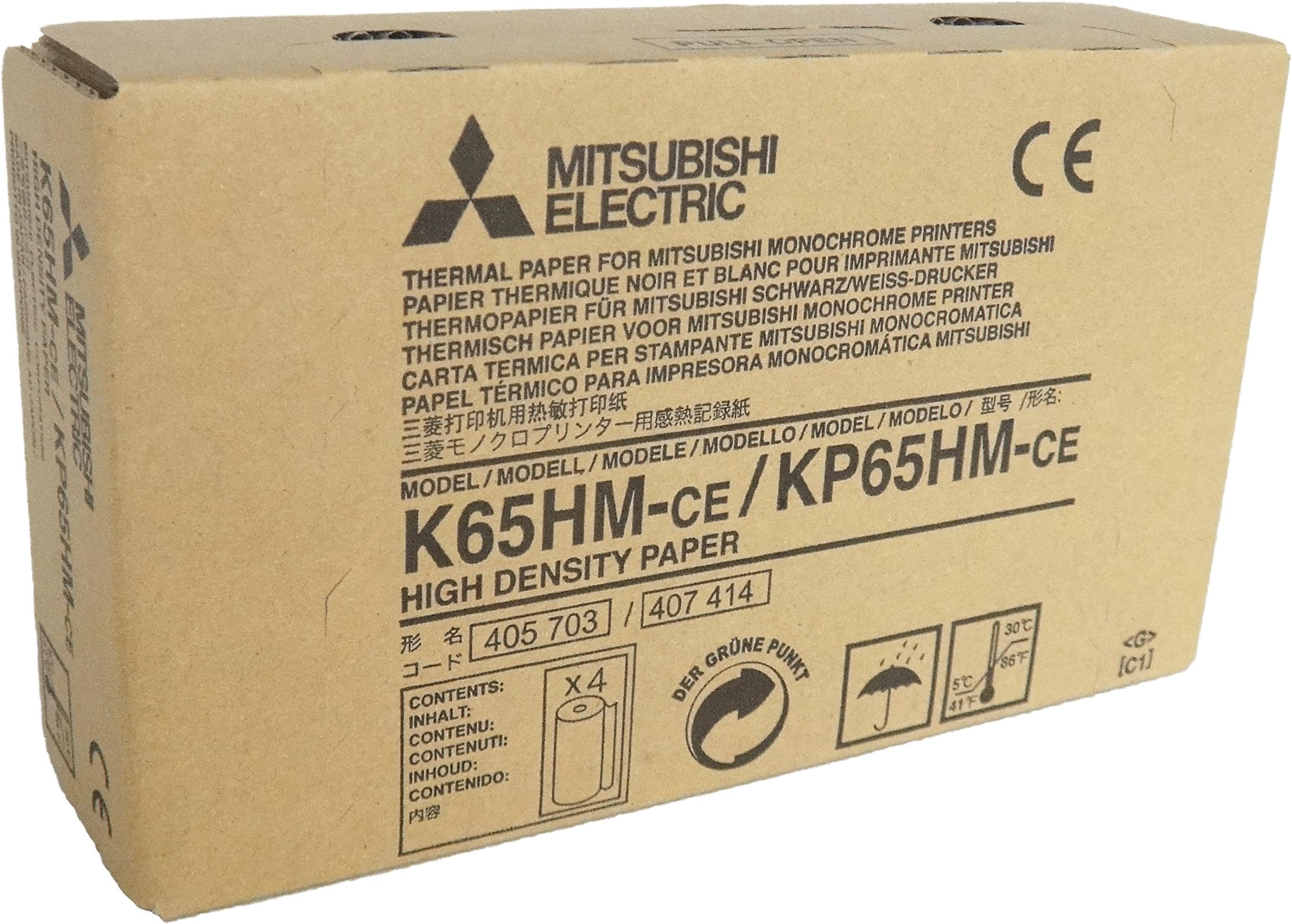 MITSUBISHI K65HM-CE/ KP65HM-CE high density videographic thermal paper rolls for medical printers - A6 (110mm x 20m)