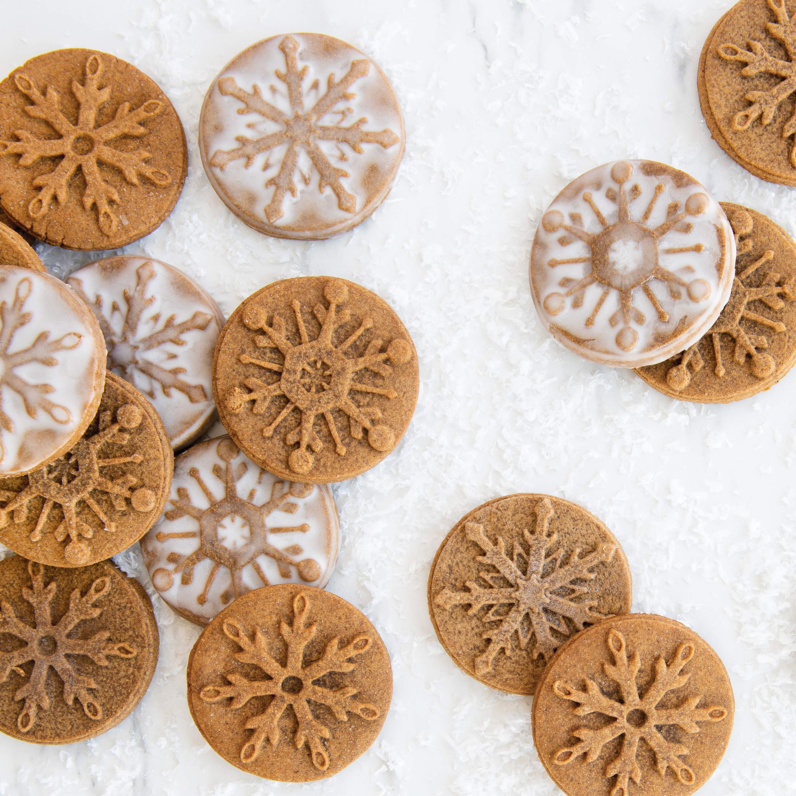 Nordic Ware 1275 Disney Frozen 2 Falling Snowflake Cast Cookie Stamps, Set of 3, Silver with Blue Handles 2