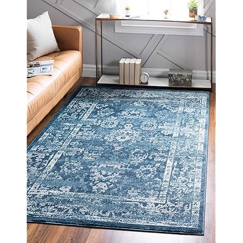 Unique Loom Sumter Collection Area Rug - Edmunds (5' x 8' Rectangle, Navy Blue/ Gray)