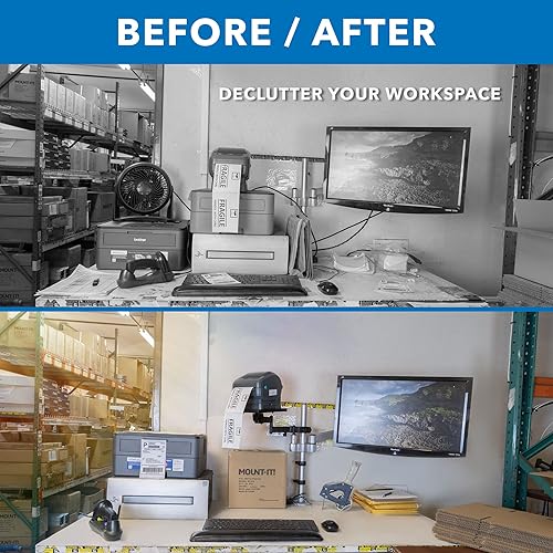 Miniatura 4 de Mount-It! Printer Pole Mount for Thermal Label Printers, Full Motion Arm with Rotating Tray, Holds up to 11 lbs, Swivel, Rotate and Tilt, Clamp