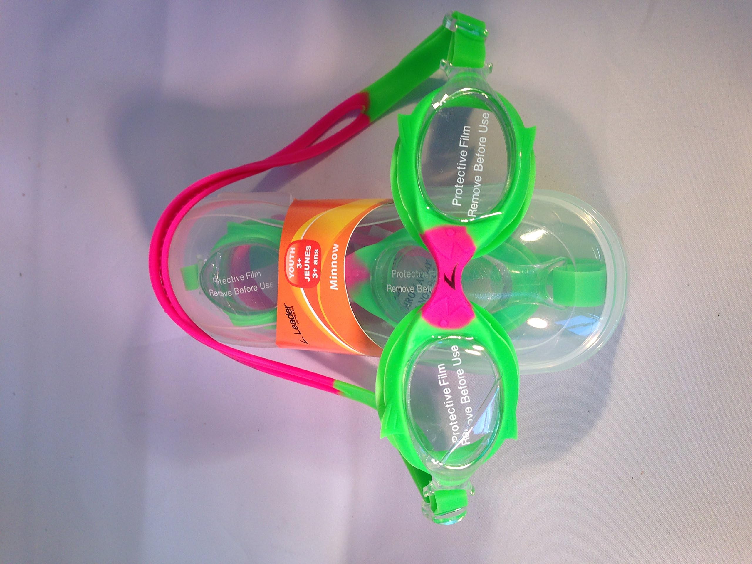 Z LEADER SWIM GOGGLES - MINNOW - YOUTH 3+ = neon green / hot pink