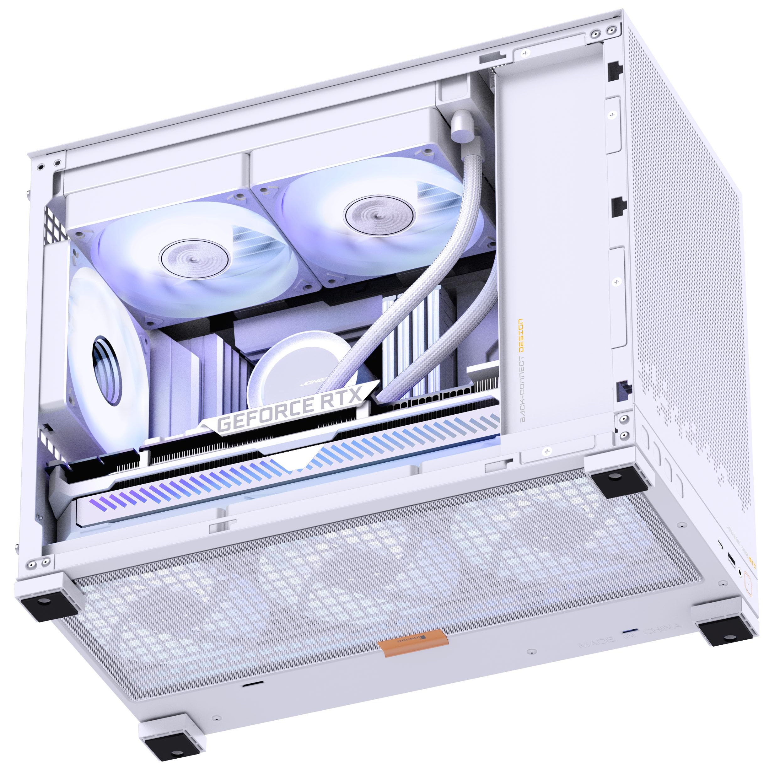 Jonsbo D32 STD obudowa komputera biała | Mini obudowa micro ATX ze szkłem hartowanym, tylnym połączeniem, potężnym przepływem powietrza, kompaktowa i elegancka do budowania gier