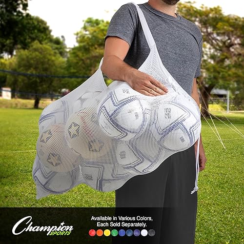 Vista 7 de Champion Sports Bolsa de malla para equipos bolsa de nailon resistente con cordón con cerradura y etiqueta de identificación, bolsa