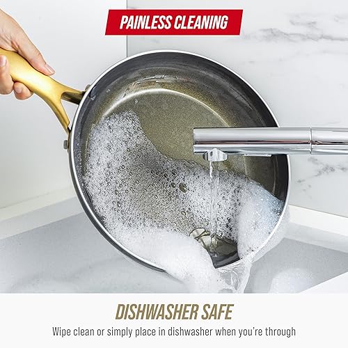 Miniatura 11 de Blue Diamond - Juego de 14 piezas de ollas y sartenes antiadherentes para inducción, con infusión de diamante, sin PFAS, de cerámica, apto para