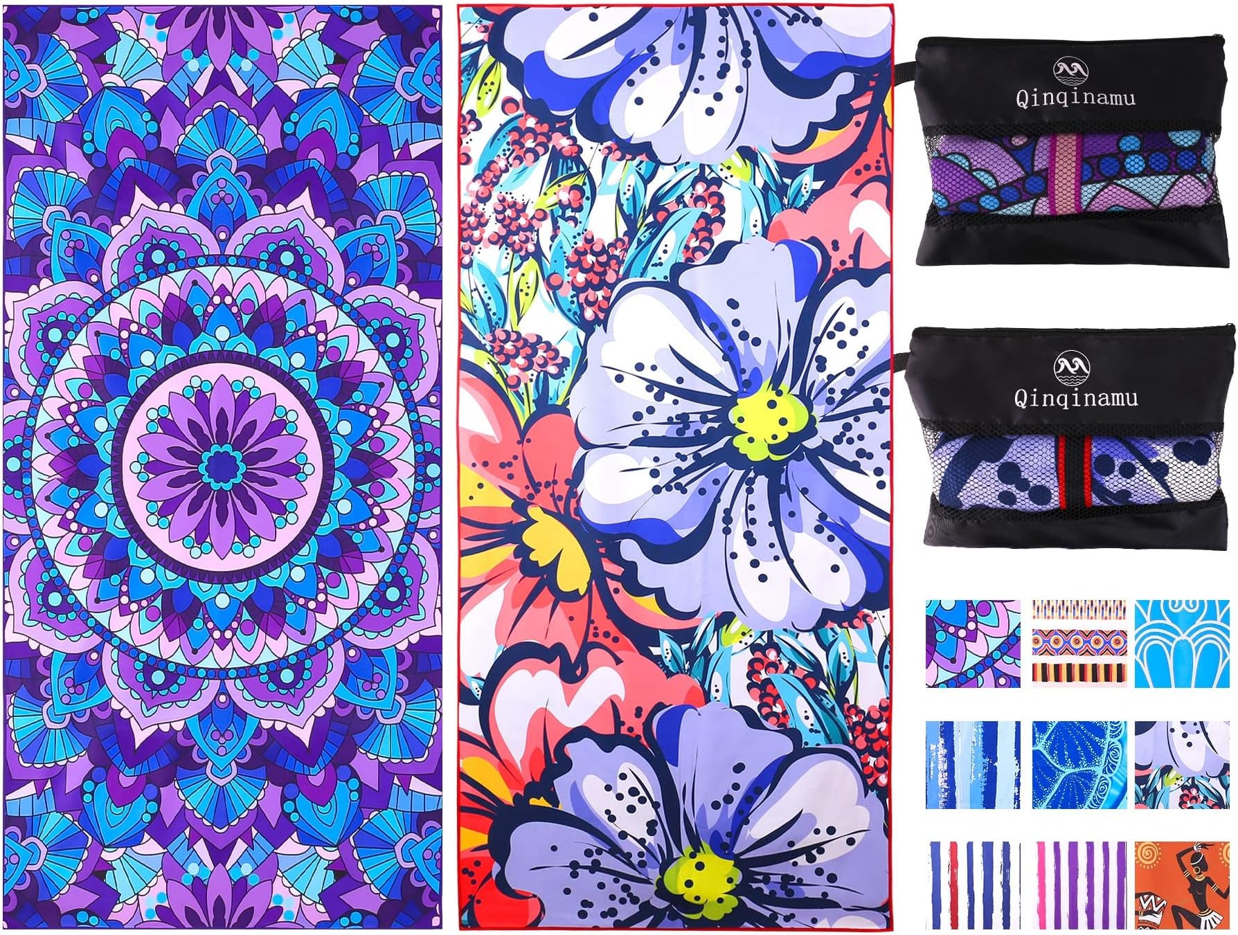 Sponsored Ad - 2 Pack Microfiber Oversized Lightweight Beach Towel 71"x32" XL Extra Large Thin Sand Free Towels Travel Swim Pool Yoga Gym Camping for Adults Women Men Beach Essentials Accessories Vacation Gift