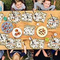 Vista 6 de 100 piezas de platos y servilletas de fiesta de cumpleaños de construcción, suministros de decoración de fiesta de cumpleaños con camión volquete