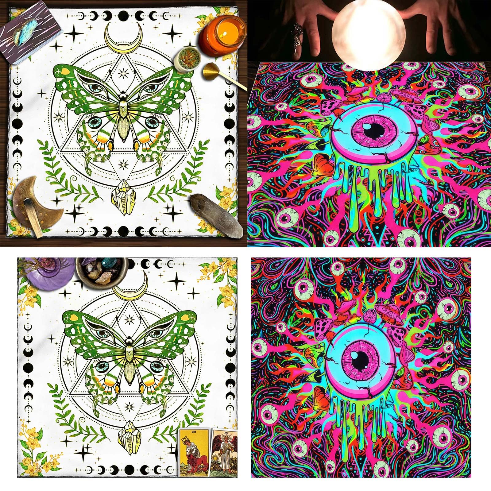 Mllepjdh Tapis de jeu carré en flanelle pour jeu de société - Oracles astrologiques - Nappe de divinations Mllepjdh Tapis de jeu carré en flanelle pour jeu de société - Oracles astrologiques - Nappe de divinations