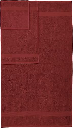 Miniatura 4 de Tienda Basics Juego de 6 toallas de baño manos y toallas resistentes a la decoloración color carmesí
