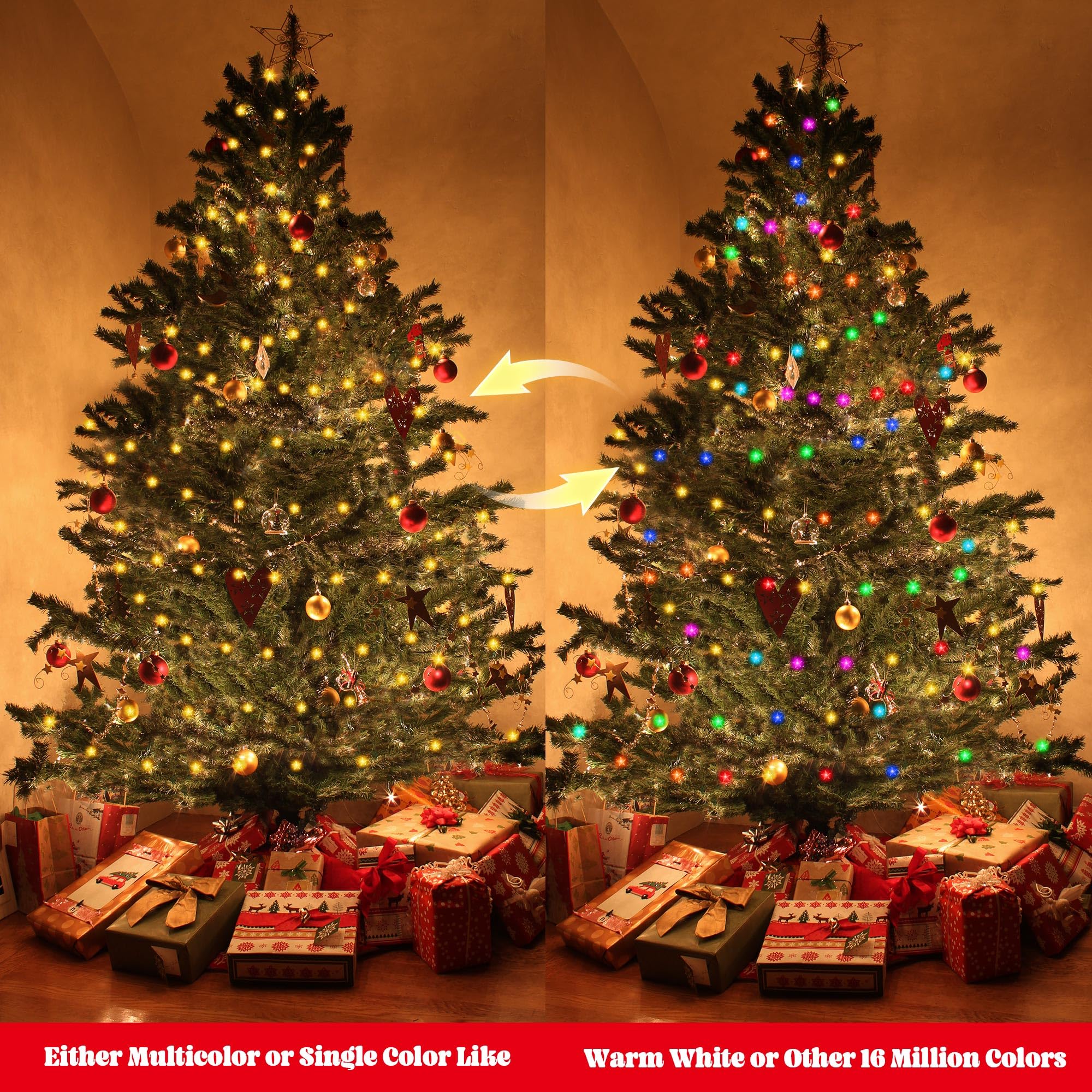 Smart Star - Luces de Navidad para interiores, 33 pies, 80 luces LED USB, aplicación y control remoto, sincronización de música, cadena de luces de estrella para dormitorio