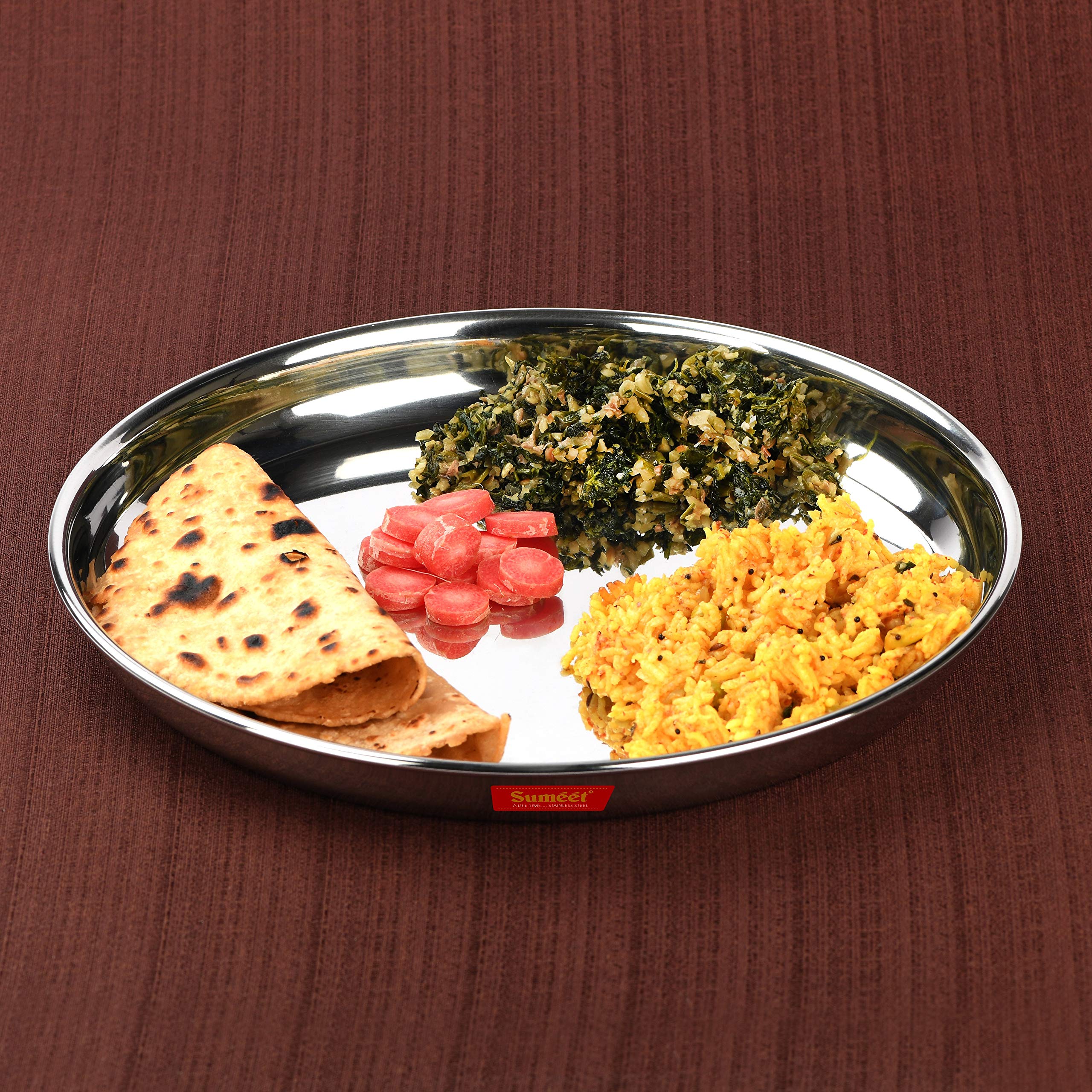 Sumeet Stainless Steel Dinner Plates - Set of 6 Pieces