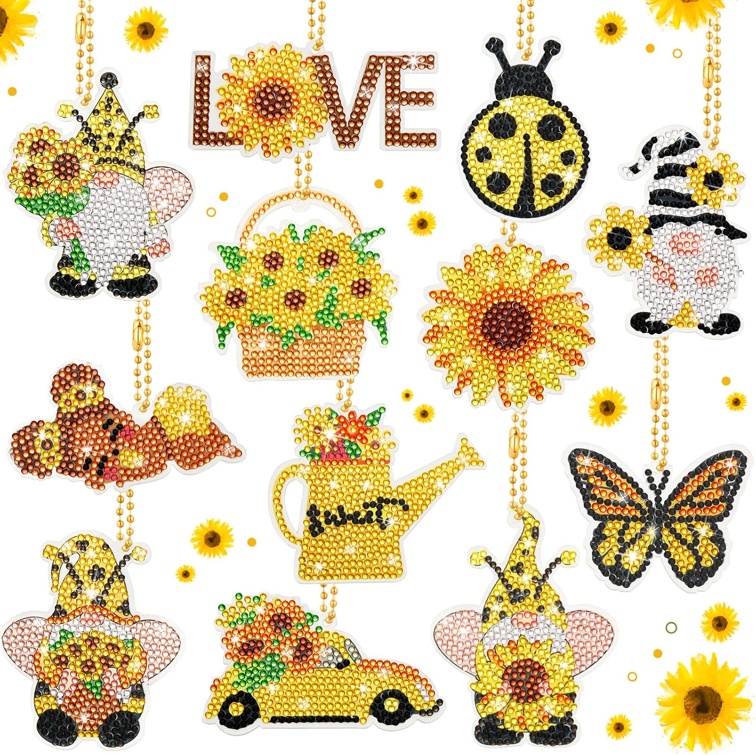 BBTO 12 Pcs Butterfly Diamond Painting Keychains DIY Summer