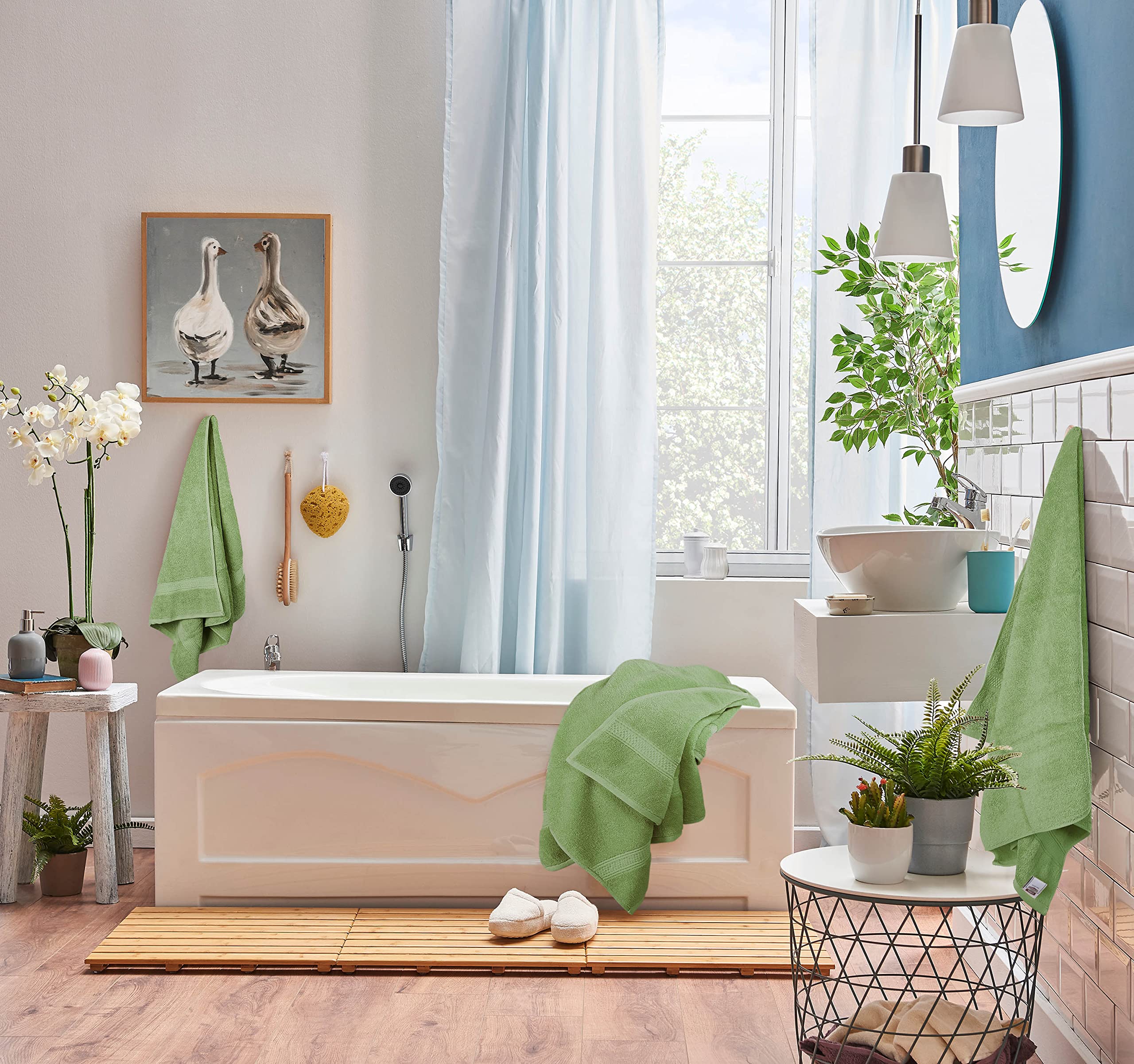 Utopia Towels Zestaw 8 ręczników premium, 2 ręczniki kąpielowe, 2 ręczniki do rąk i 4 ręczniki do mycia, bardzo chłonne, 100% bawełna ring spun, 600 g/m², do łazienki, siłowni, hotelu i spa, szałwiowe