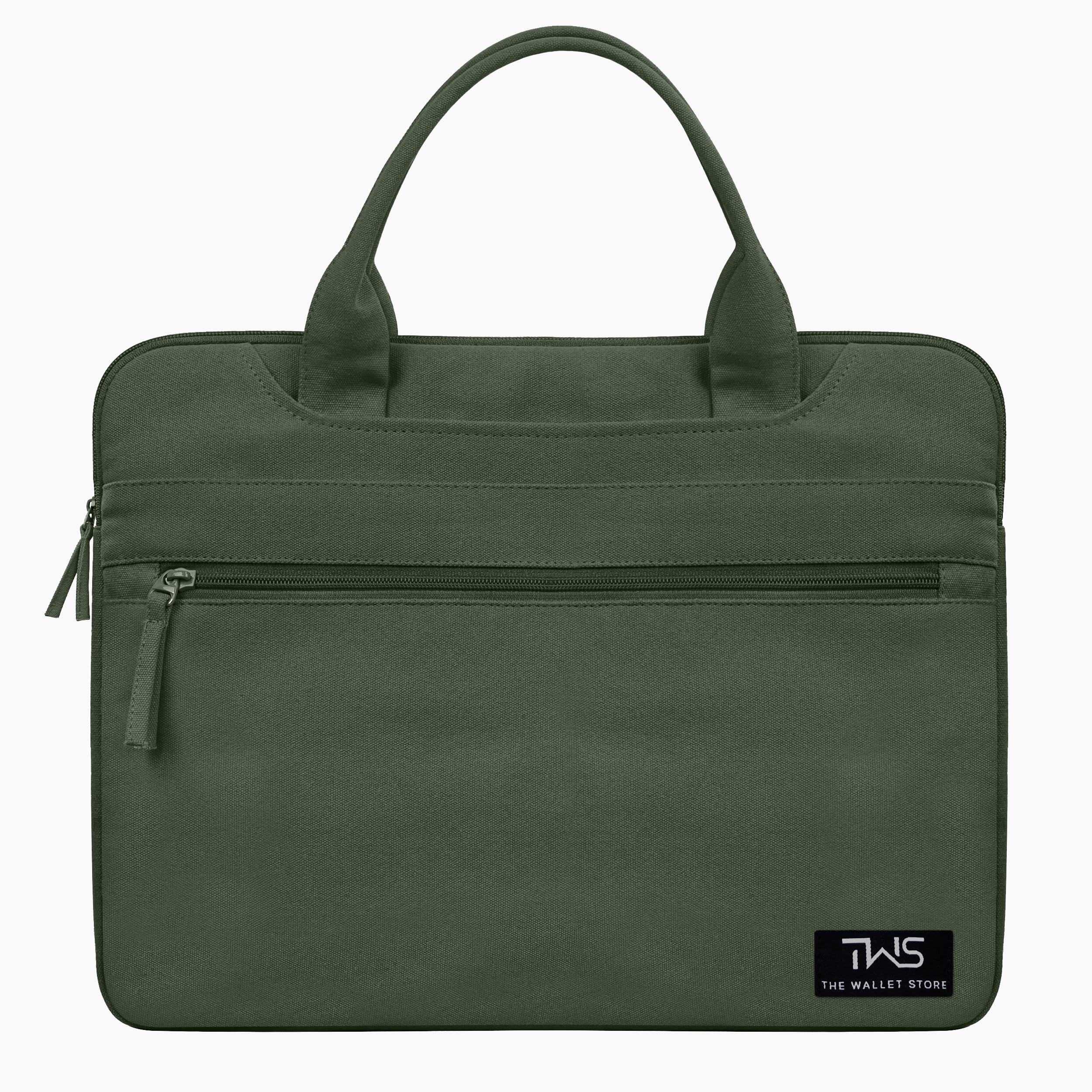 The Wallet Store EcoCarry Canvas Laptop Bag - Olive - 15 Inch