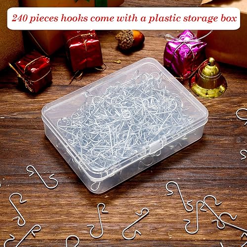 Miniatura 5 de Tatuo 240 ganchos para adornos navideños en forma de S, ganchos para adornos de árbol de Navidad con caja de almacenamiento para decoración del
