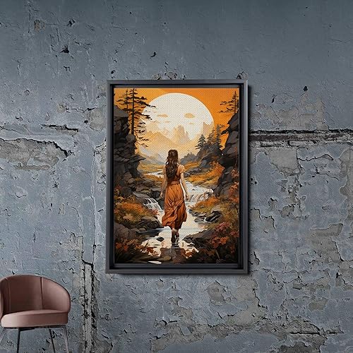 Miniatura 5 de Minimalist Wood Mountain Lake Landscape Panorama Wall Art,Forest Tree Earth Tones,Modern Nature Lake House Wall Art,Boho Wall Decor Hanging, Decor