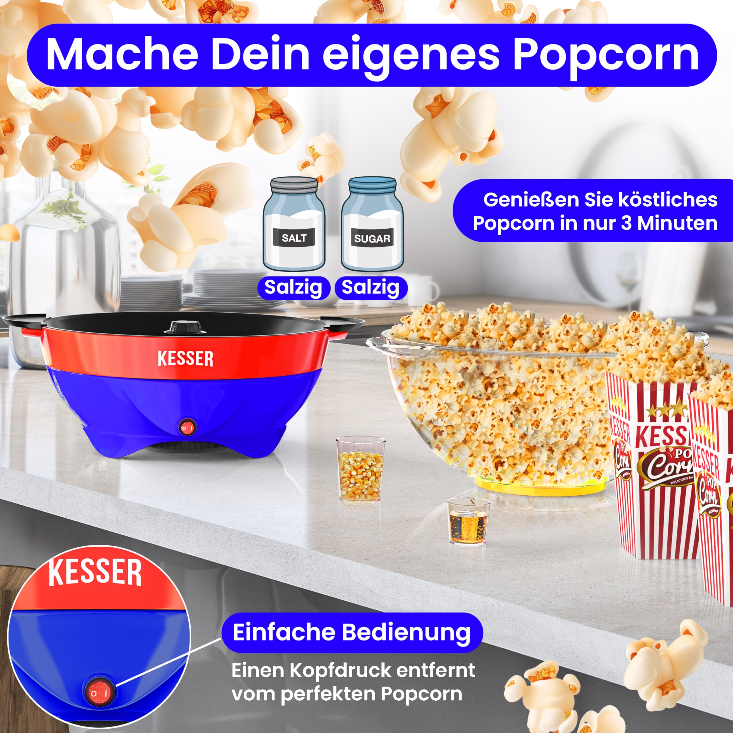 Machine à Pop-corn 5L VINATO - Antiadhésive, Rapide Et Silencieuse