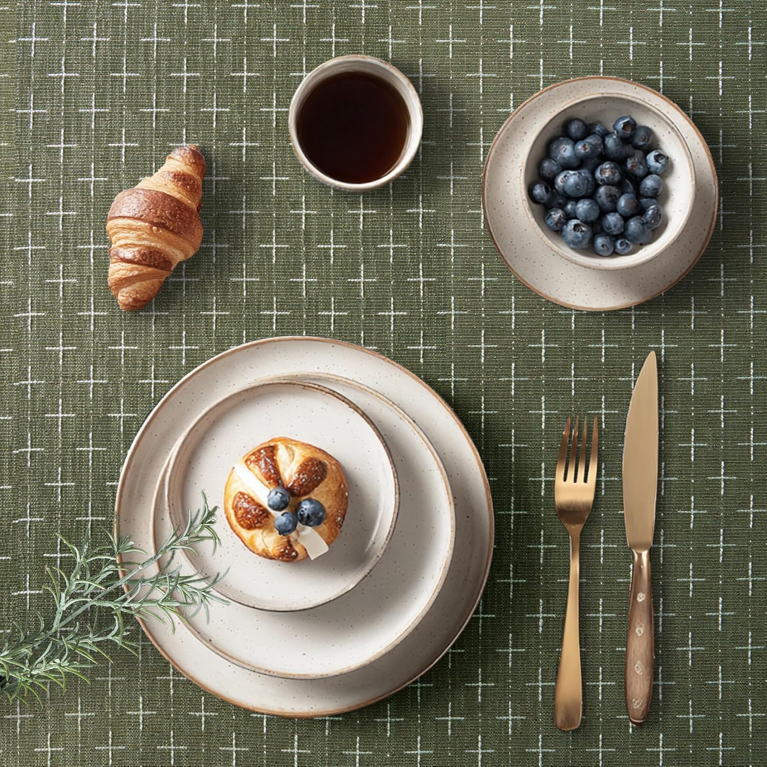 MIULEE Olive Green Linen Table Cloth Rectangle Tablecloth Waterproof Spring Spillproof Cross-Star Textured Table Cloth, Decorative Rustic Farmhouse Style for Dining/Party/Buffet/Wedding,60x84 Inch - Image 7