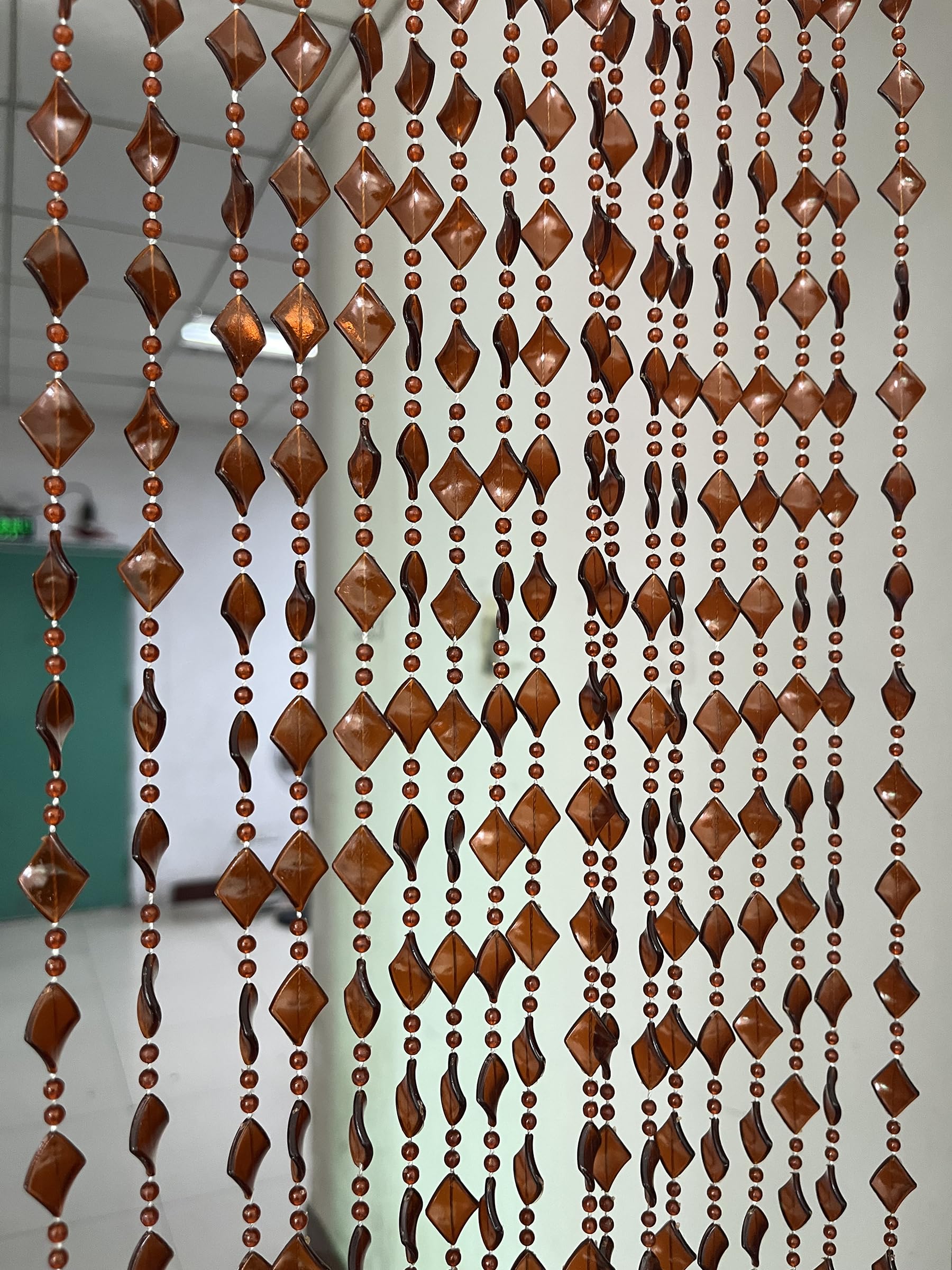 ZiDeTang Acrylic Maple Leaves Diamond DΓ©cor Beaded Door Curtain String Doorway Room Divider Window Tassel Blind Screen Panel (39.3"x76.7",Brown)