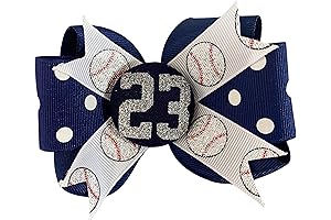 Personalized Baseball Hair Bows for Girls with Glitter Number
