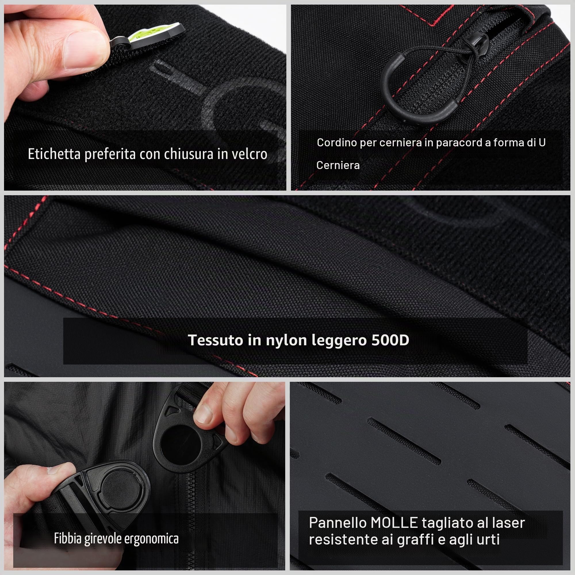 TACTICAL_GEEK Cache L1 Borsello Uomo Tracolla Multiscomparto Impermeabile Tracolla Uomo Antifurto Spalla Petto Borsa a Tracolla Unisex per Il Lavoro, i Viaggi, L'uso Quotidiano Marsupio Uomo Tracolla