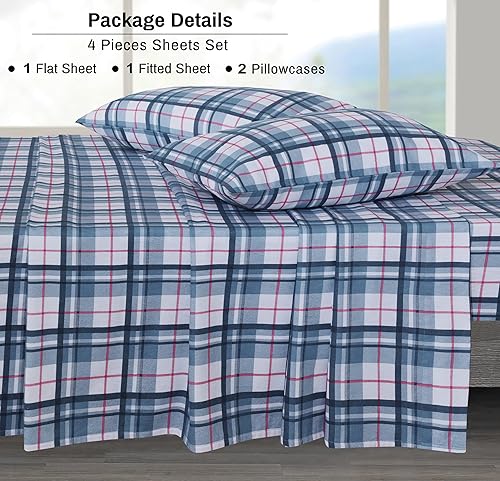 Miniatura 7 de ZOYER Juego de sábanas de franela de tamaño matrimonial  Ropa de cama de franela de algodón suave y cómoda con bolsillo profundo, ajustable hasta 16