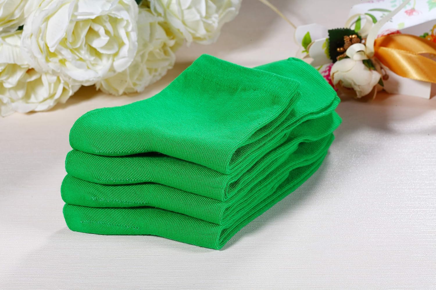 Azwelier Unisex Colorful Quarter Ankle Athletic Socks Breathable Cotton Blend Crew Style 4 Pairs Pack - Image 5