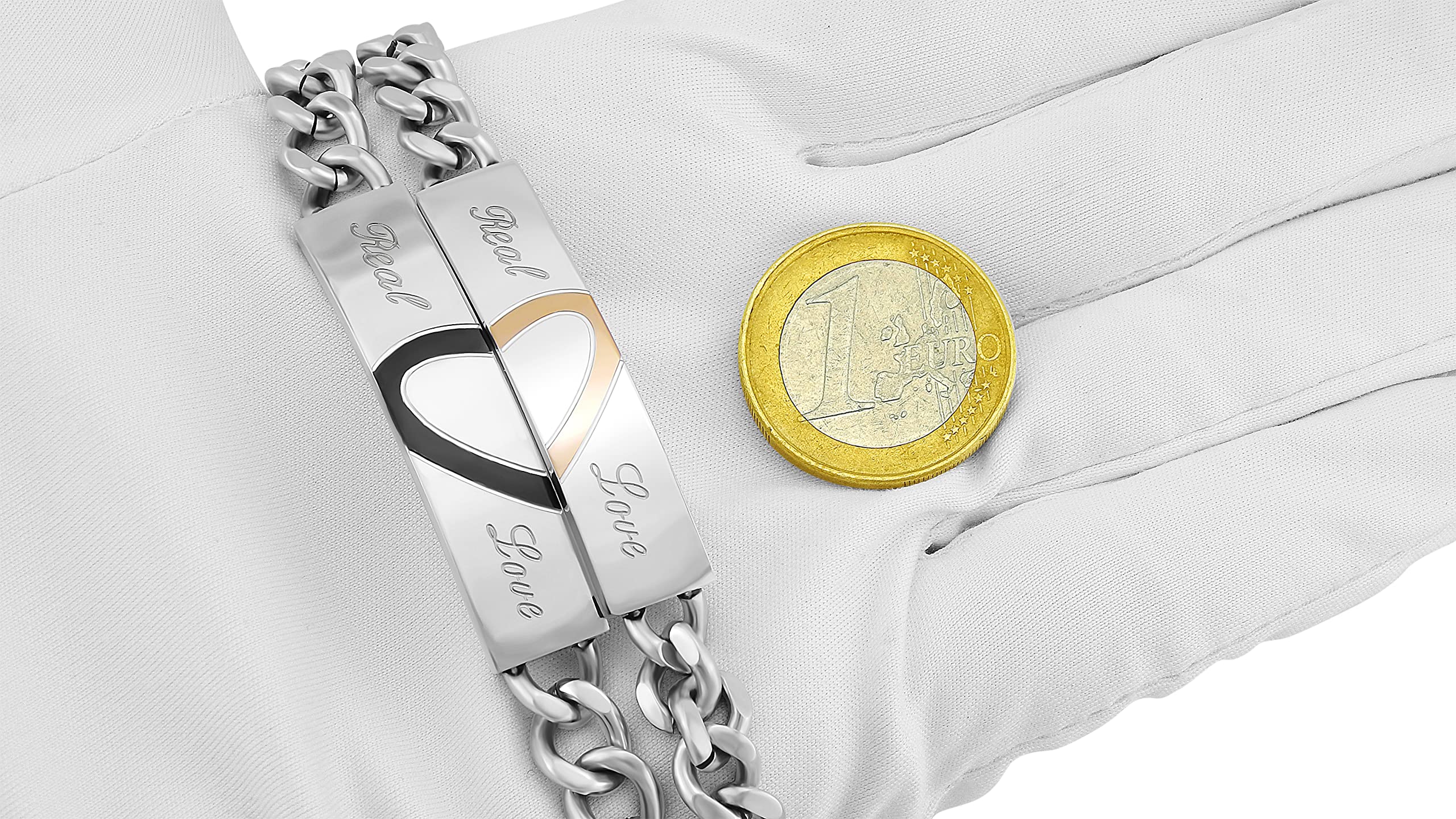 Pärchen Armband mit Gravur 2 Stück silber gold schwarz 22/21 cm | Armband personalisiert Edelstahl für Partner Familie Beste Freundin BFF | Partnerarmbänder 2er Set Armbänder für Paare