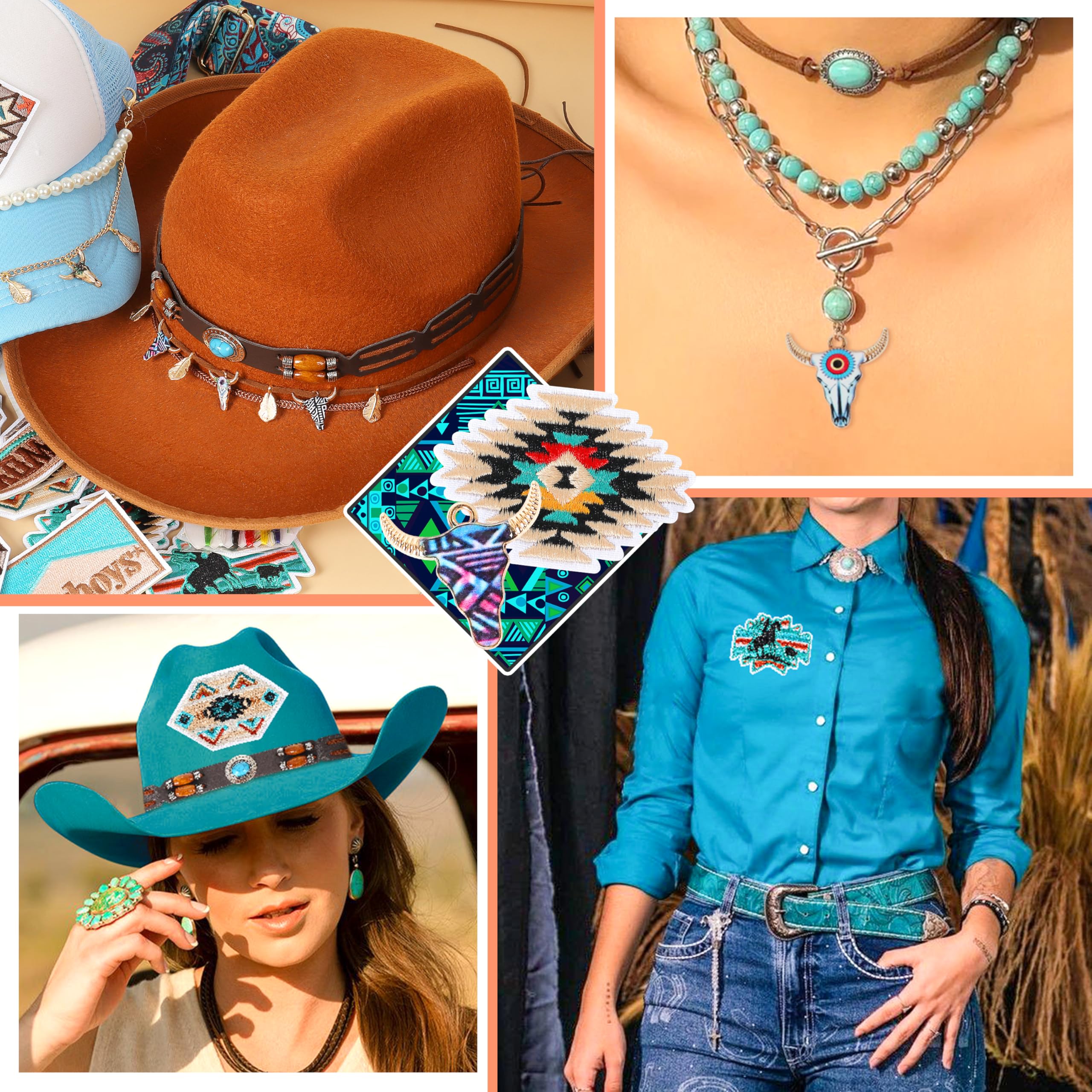 Parches bordados para planchar del suroeste para ropa: Meneng Western, 32 parches para coser para manualidades, parches bordados vintage para vaqueros, vaqueras, sombreros, mochilas, chaquetas