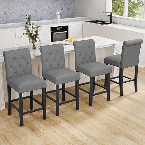 LSSBOUGHT Juego de 2 taburetes de bar de 24 pulgadas para isla de cocina, taburetes de bar tapizados de altura de mostrador con decoración copetuda, disponible en Yaxa Guatemala