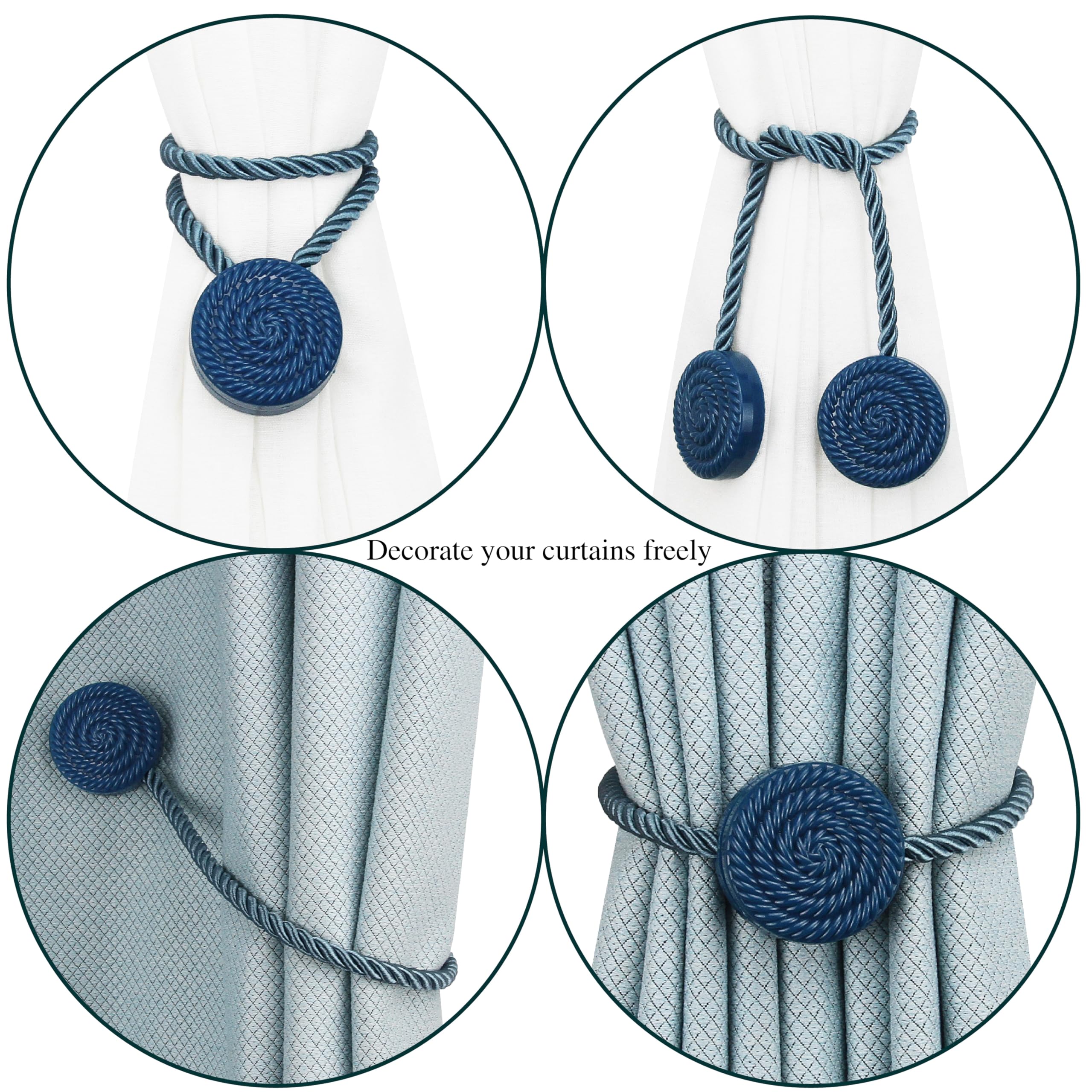 Decorative Magnetic Rope Holders Magnetic Curtain Tiebacks (2 Pack ...