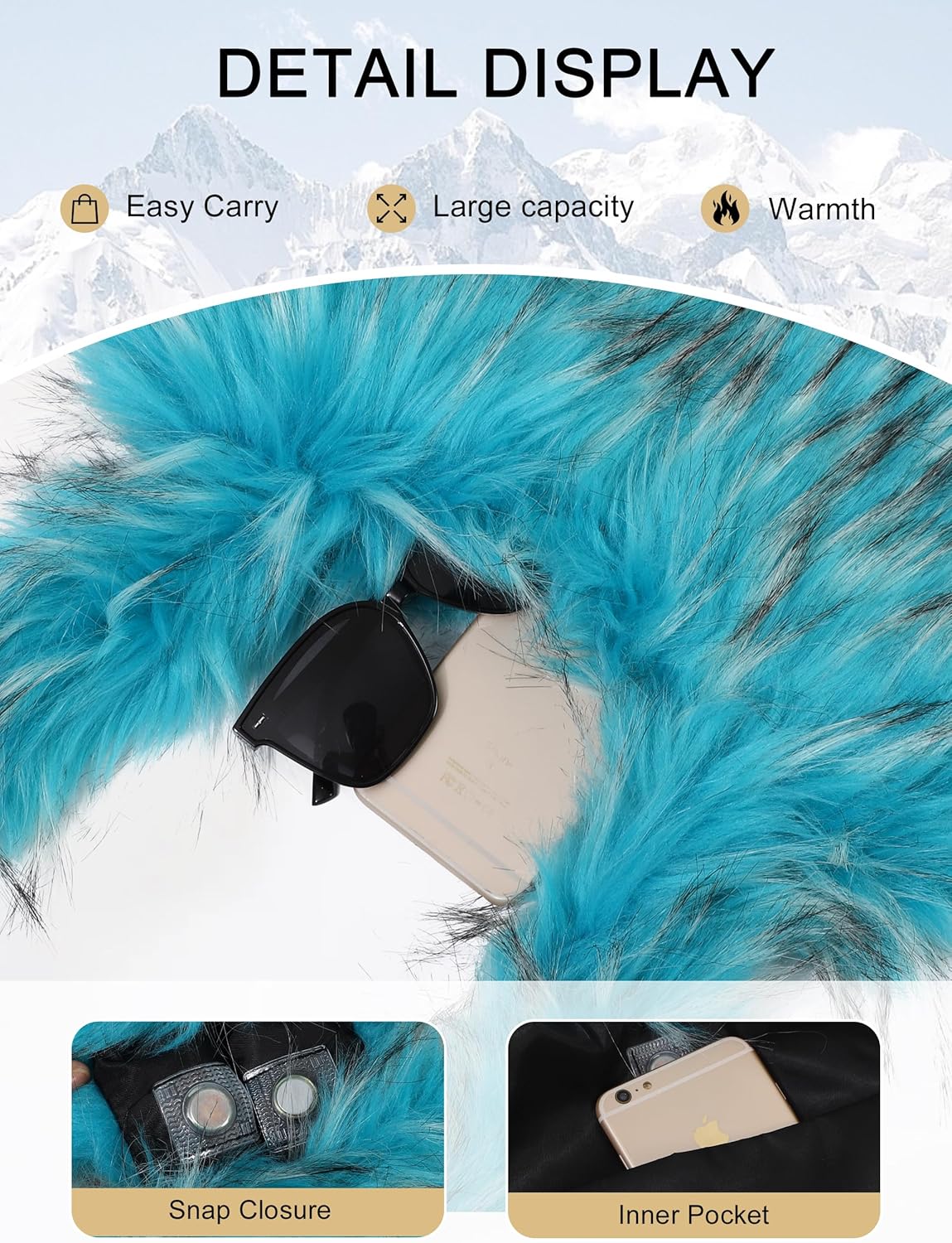 Women Faux Fur Heart Shaped Shoulder Crossbody Bag Furry Fluffy Large Trendy Y2K Girls Handbag - Image 5