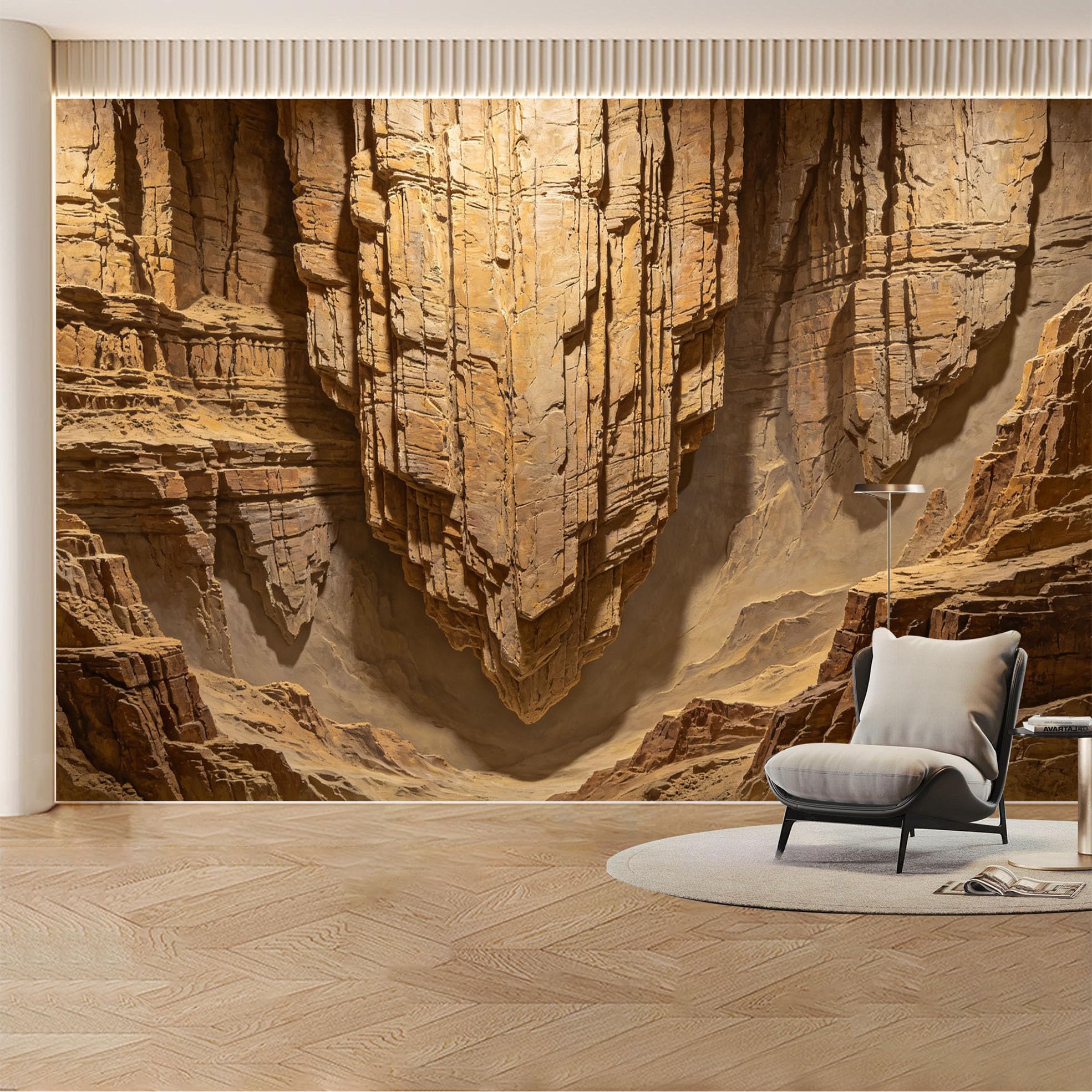 Custom Wall Mural Wallpaper Canyon Rock Formation Landscape Nature 3D Effect Wall Decor Rustic Desert Style Removable SelfAdhesive Large Photo for Living Room， Bedroom， Office