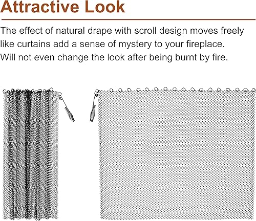 Miniatura 5 de LegendFlame - Cortina de malla para chimenea de 21 pulgadas de alto, dos paneles de 24 pulgadas de ancho, negro mate, SP62-21