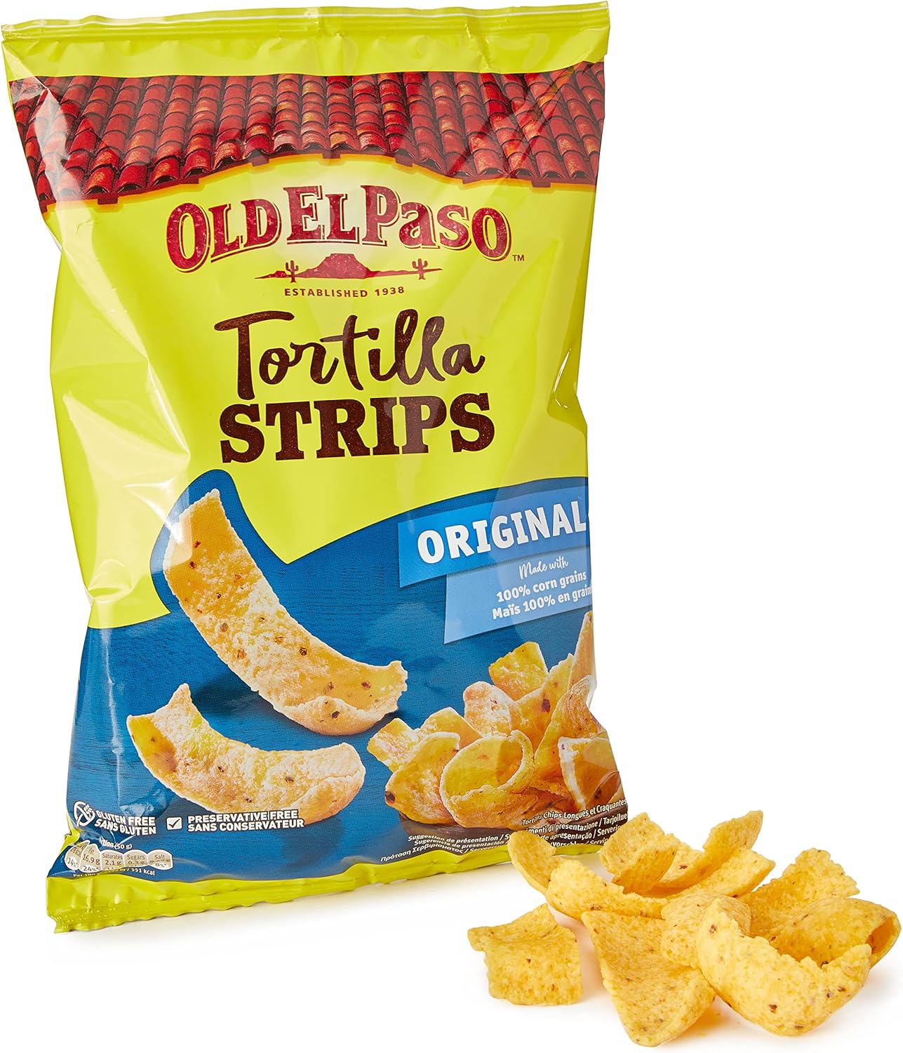 Old El Paso Gluten Free Crunchy Original Tortilla Strips 185g (Pack of