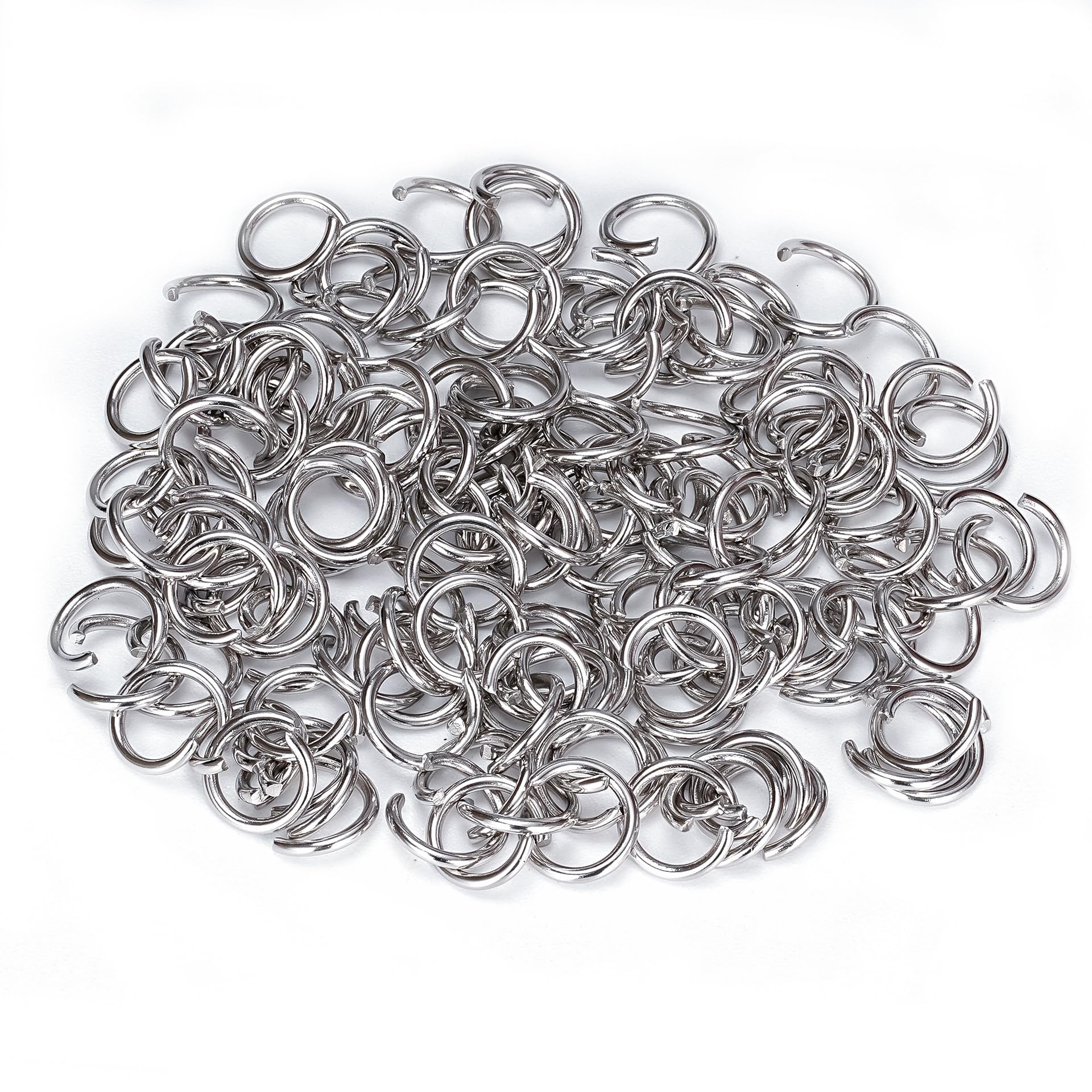 1000Pcs 9mm Stainless Steel Open Jump Rings 1.2mm Thick Metal O Rings Single Loop Connectors for Jewelry Necklaces Bracelet Earrings Keychains Chainmail DIY Making