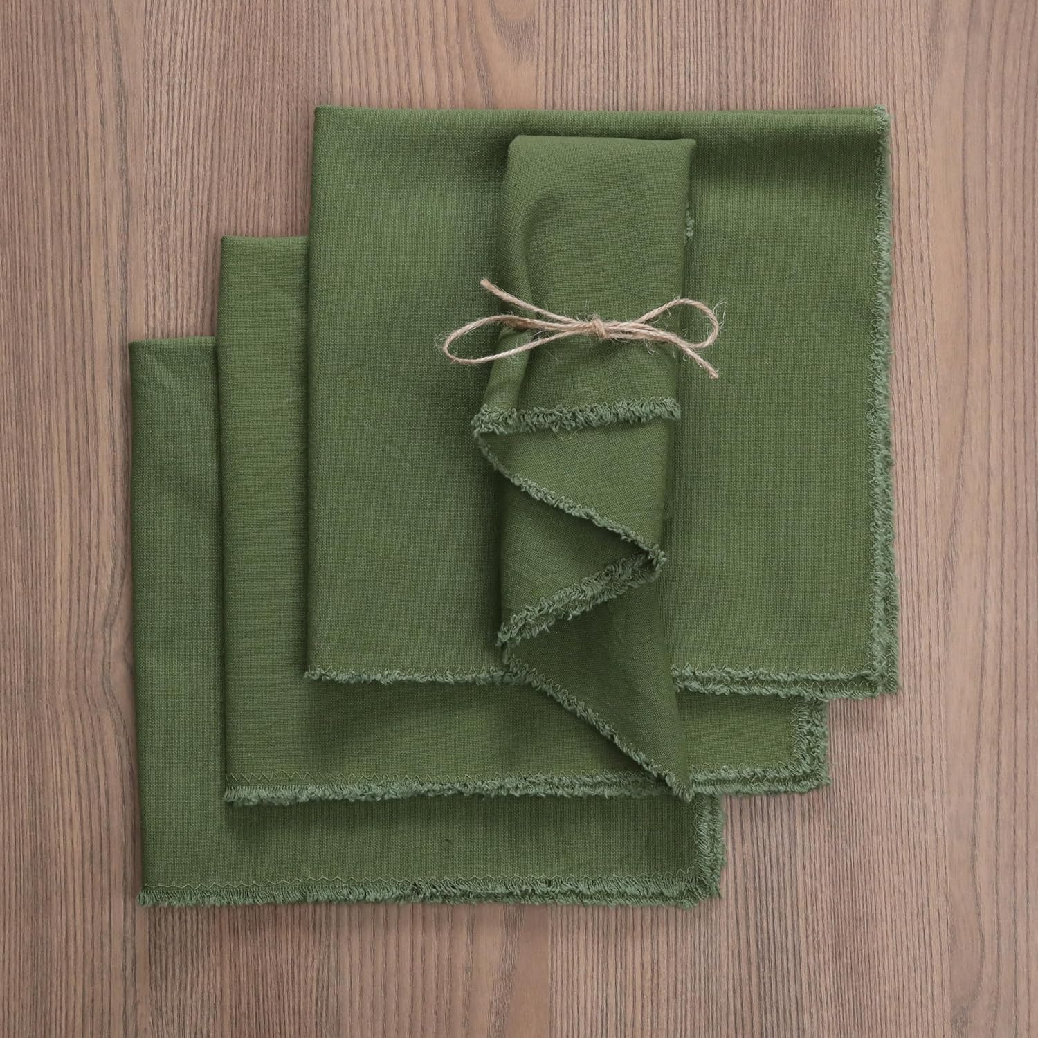 Ramanta Home Cloth Napkins Set of 12 Olive Green 18x18 Inch