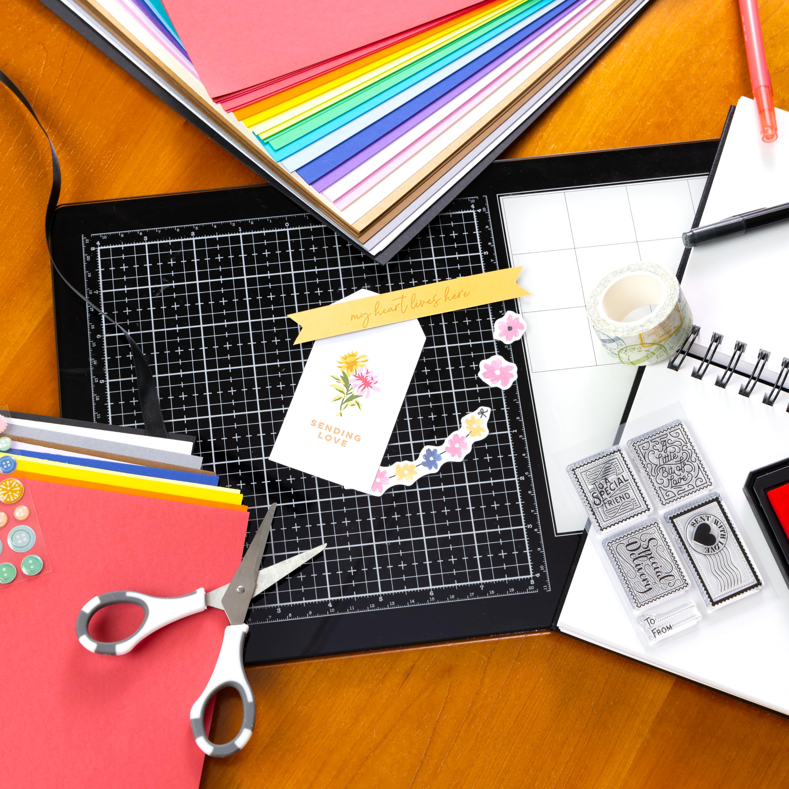 Cardstock 8,5 x 11 Papierpackung – 29,5 kg Karton für Bastelarbeiten, Kartenherstellung, Drucker, 200 Scrapbook-Blätter, verschiedene Farben, doppelseitig mit festem Kern, Kaleidoskop