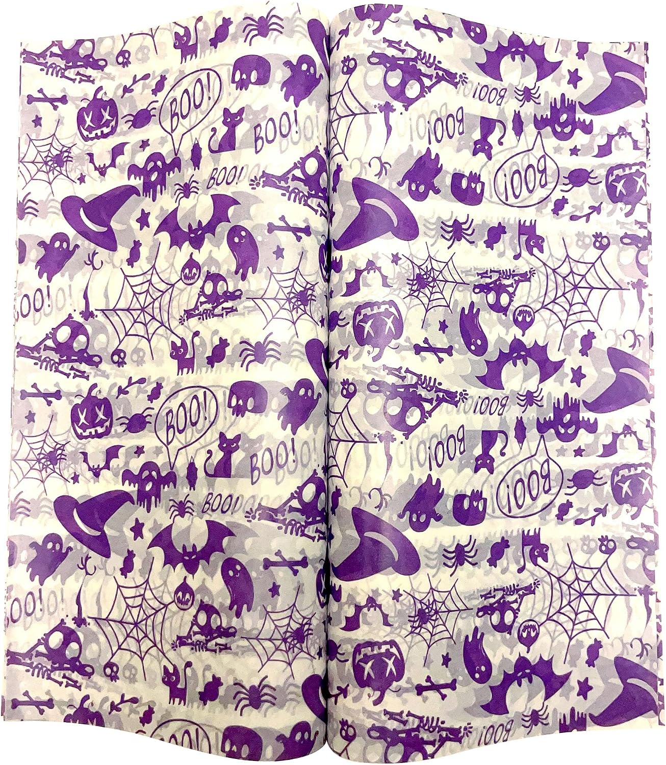 100pcs Halloween Wax Paper Sheet, Food Picnic Printed with Ghost, Spider, Pumpkin and Spiderweb, Greaseproof, Waterproof Dry Hamburger Liners Wrapping Tissue (Purple)