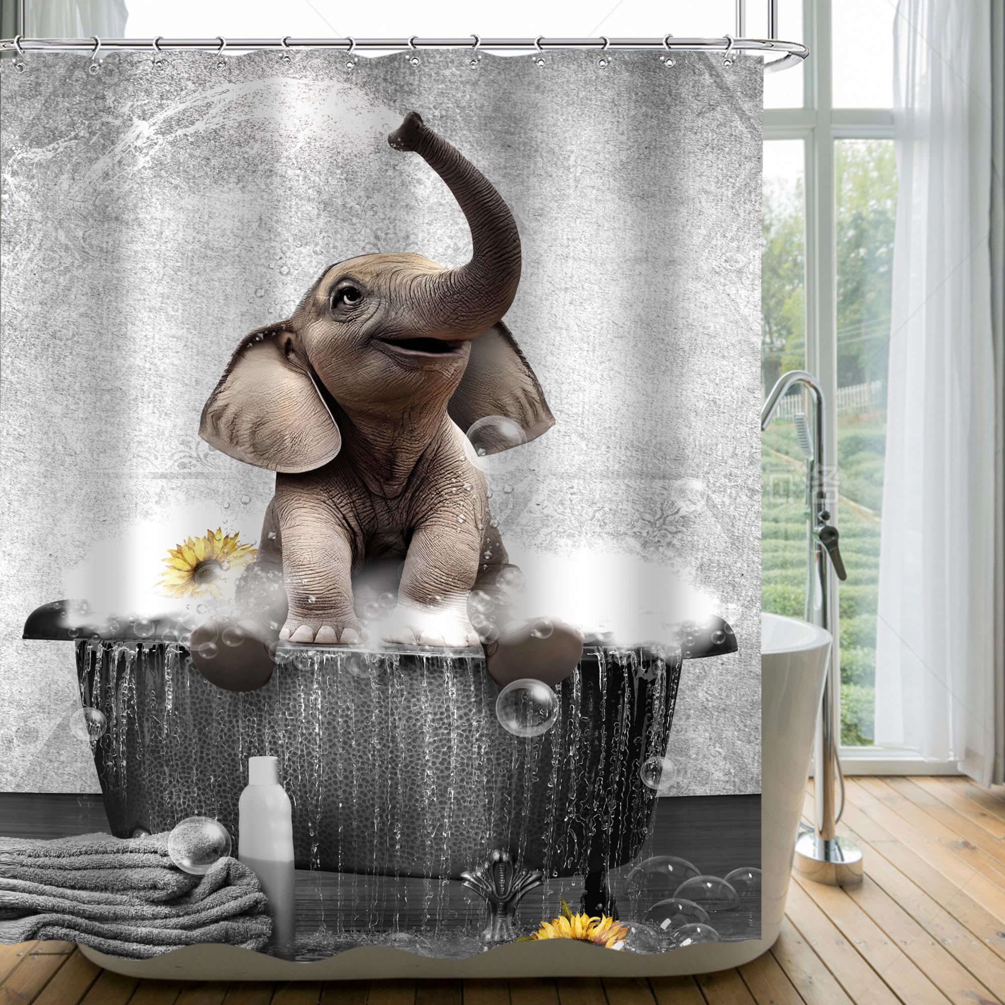 Amazon.com: Cinbloo Funny Elephant Shower Curtain for Kids 60Wx72H