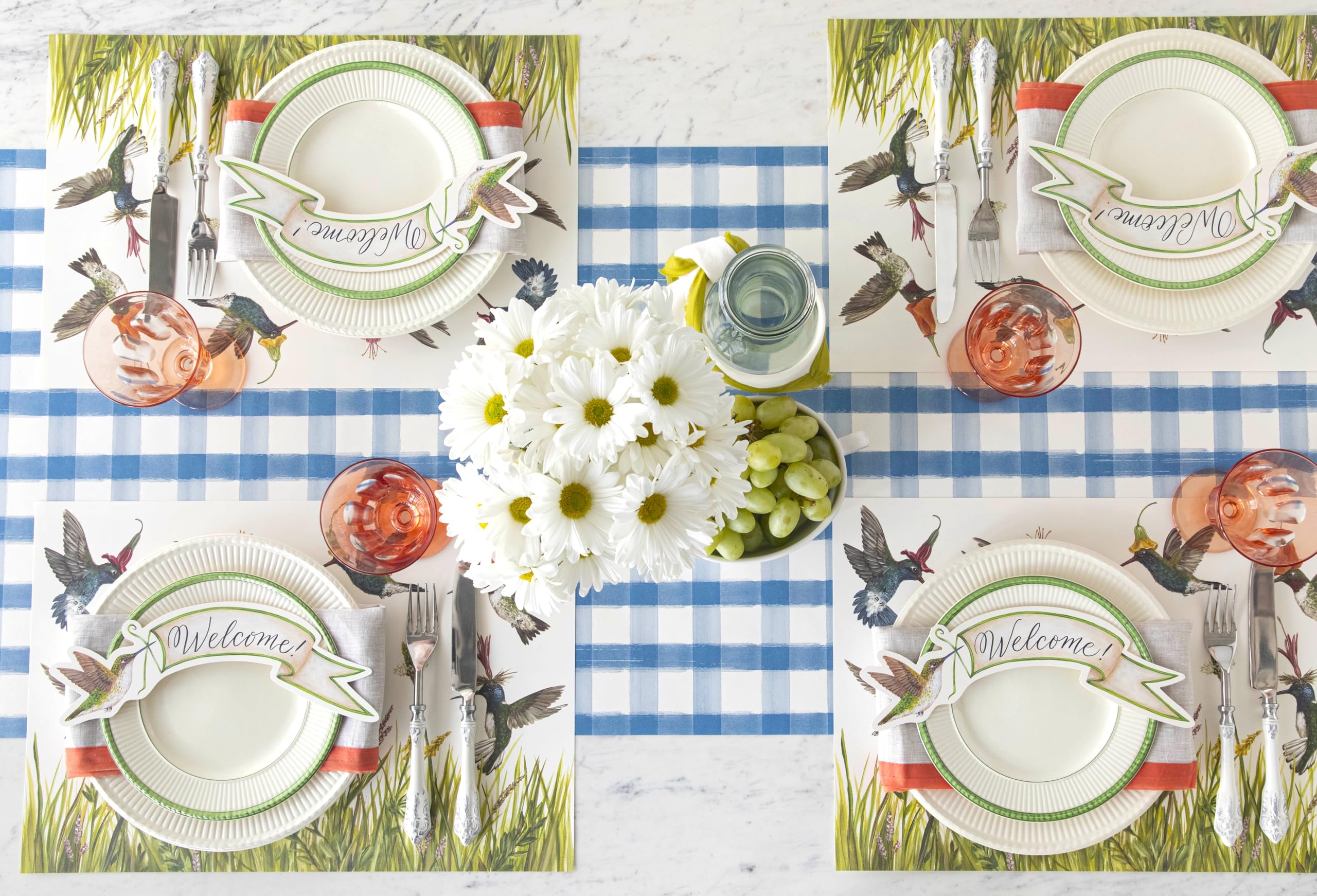 Kitchen Papers Colibrí de papel Mantel Set / 30 hecho americano 18.5"X12.5" Multicolor