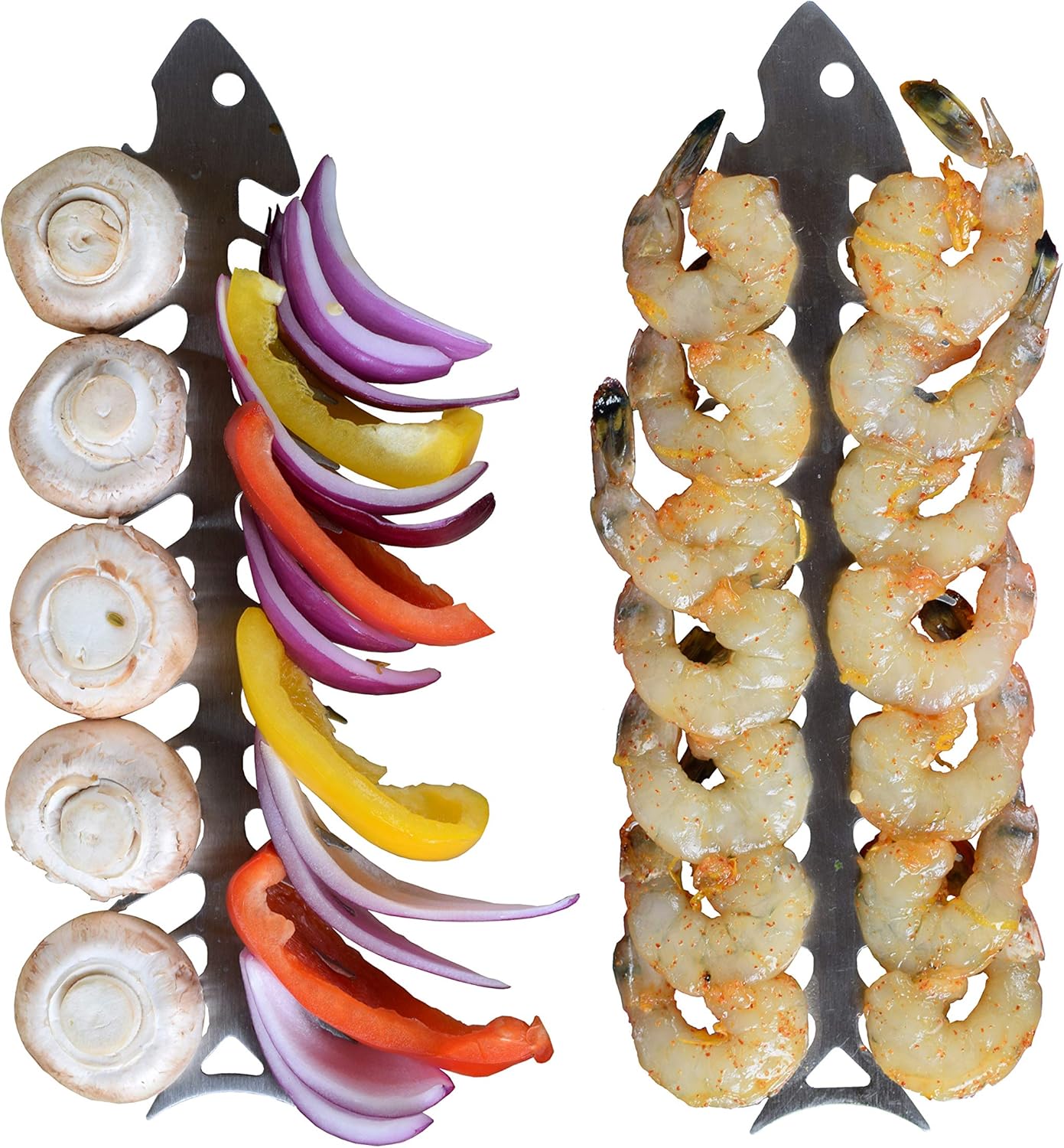 Proud Grill Slide & Serve BBQ Skewers - Set of 4 Stainless Steel Reusable Barbecue Skewers | Ideal for Grilling Shish Kabobs | Use for Beef, Pork, Chicken, Vegetable and Shrimp Kabobs. : Patio, Lawn & Garden