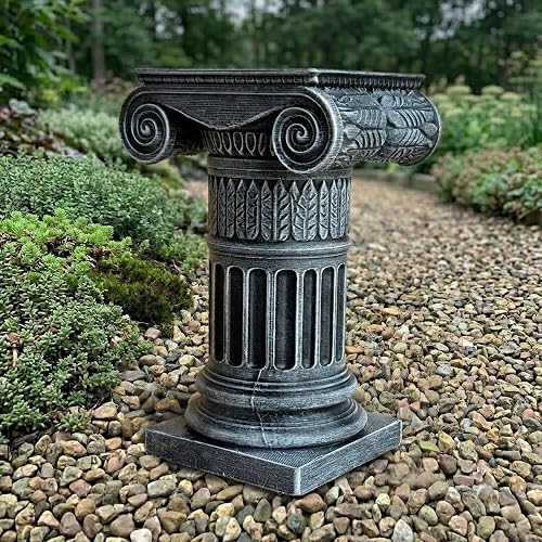 OLOMA Stone Garden Greek Column Outdoor Ionic Capital Sculpture Handmade