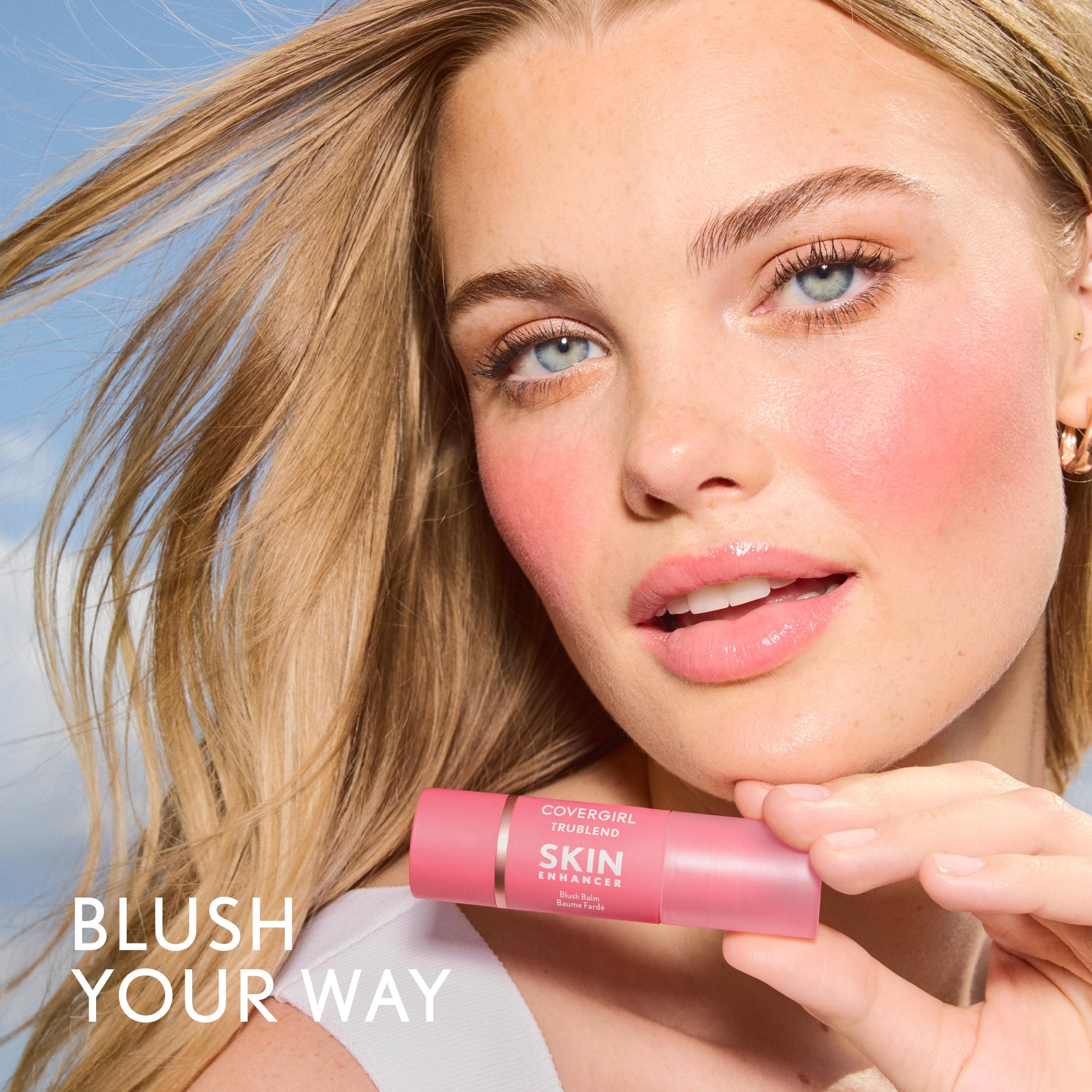 COVERGIRL COVERGIRL Trublend Skin Enhancer Blush Balm Stick, Vegan Formula, Easy to Use, Glides on Effortlessly, Non-Greasy, Doesn't Crease - 250 Sleepy Mauve (Bright, Cool Mauve) in use