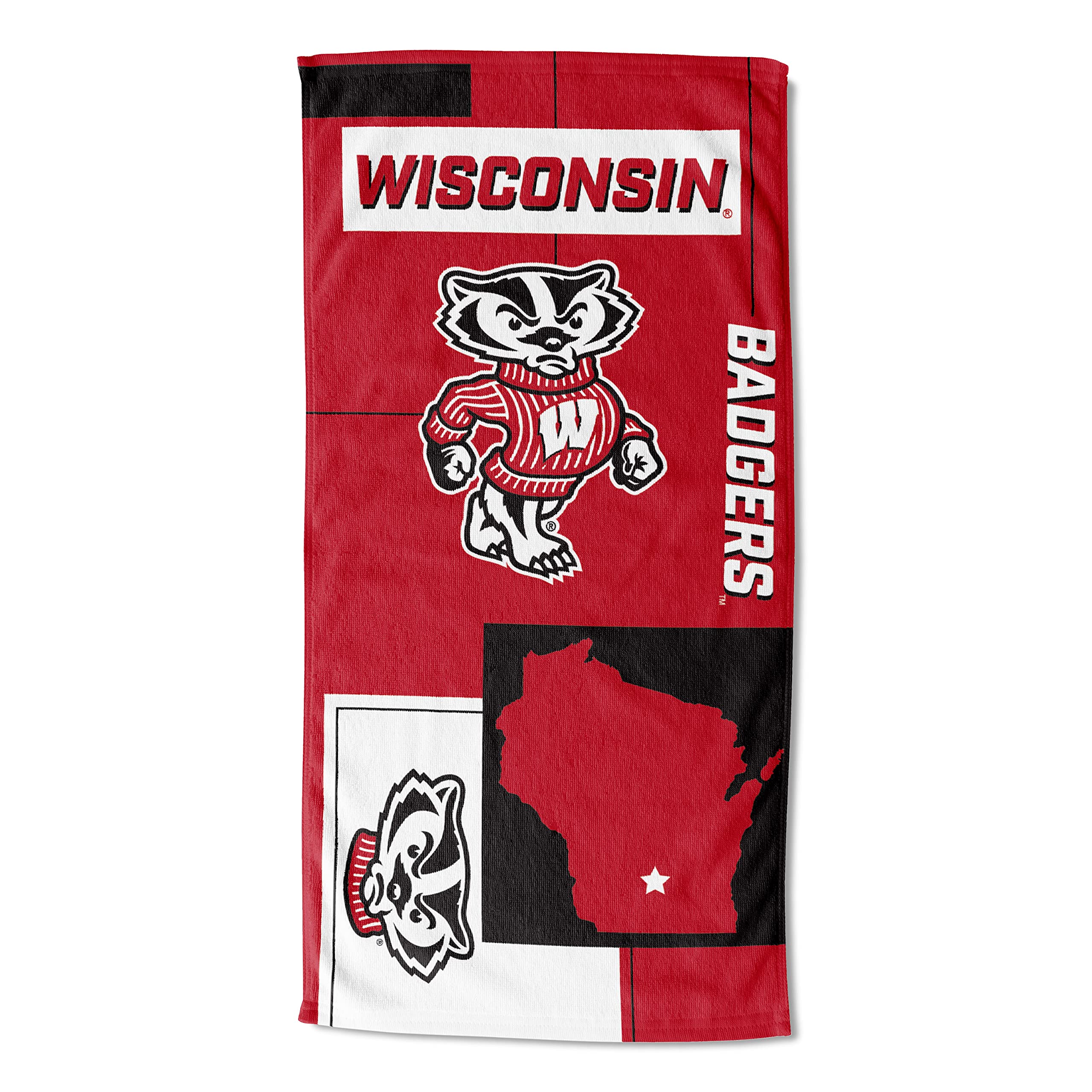 Northwest NCAA State Line Beach Towel, 30x60, Wisconsin Badgers
