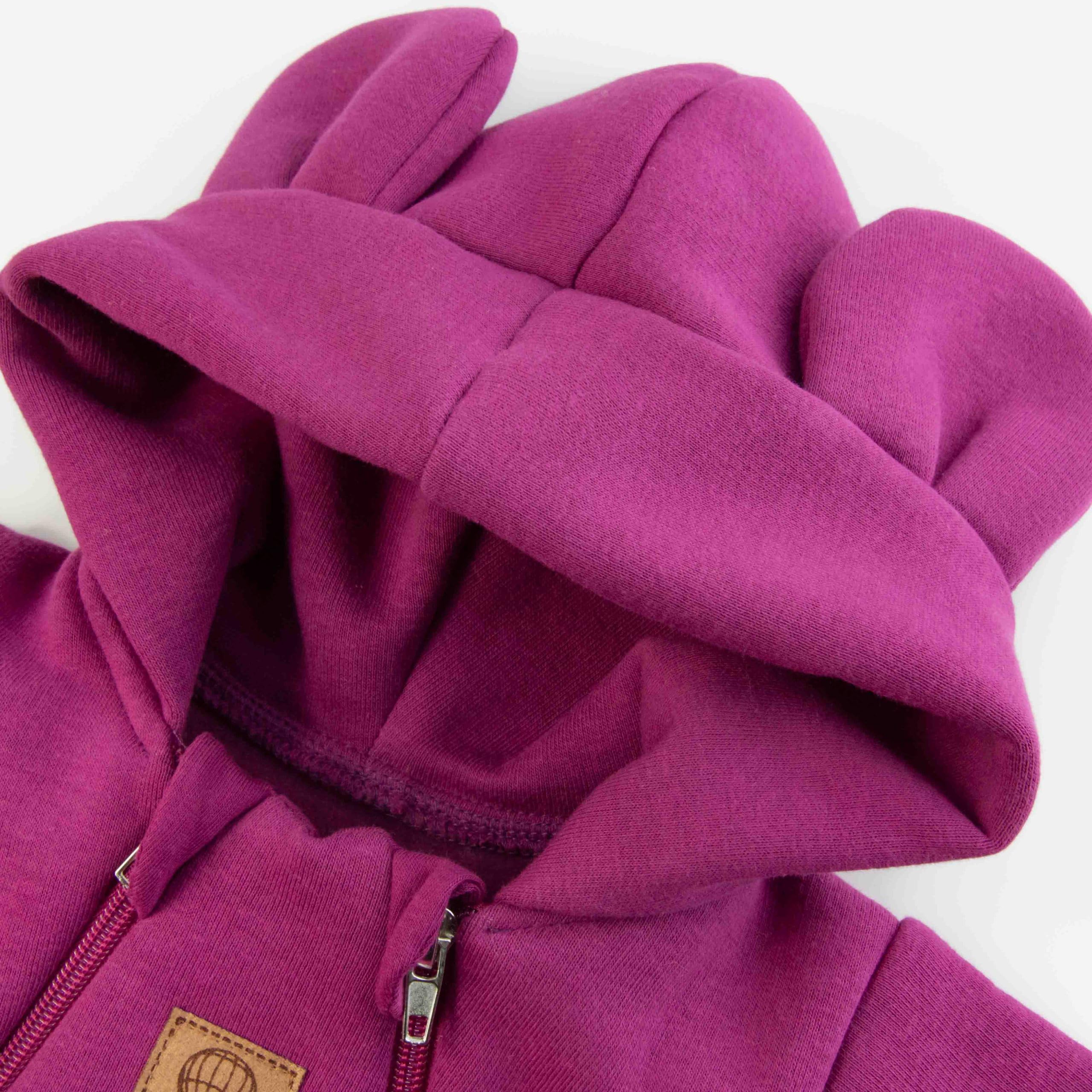Baby Übergangs-Strampler – 80% Baumwolle Sweatstoff Overall mit Kapuze & Ohren – Fußteil & Zwei Reißverschlüsse – Für Mädchen & Jungen – Kuscheliger Frühling/Herbst-Overall