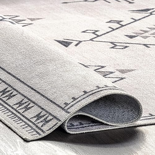 Miniatura 6 de nuLOOM Evalyn Southwestern - Alfombra lavable a máquina, 4 x 6, color crema