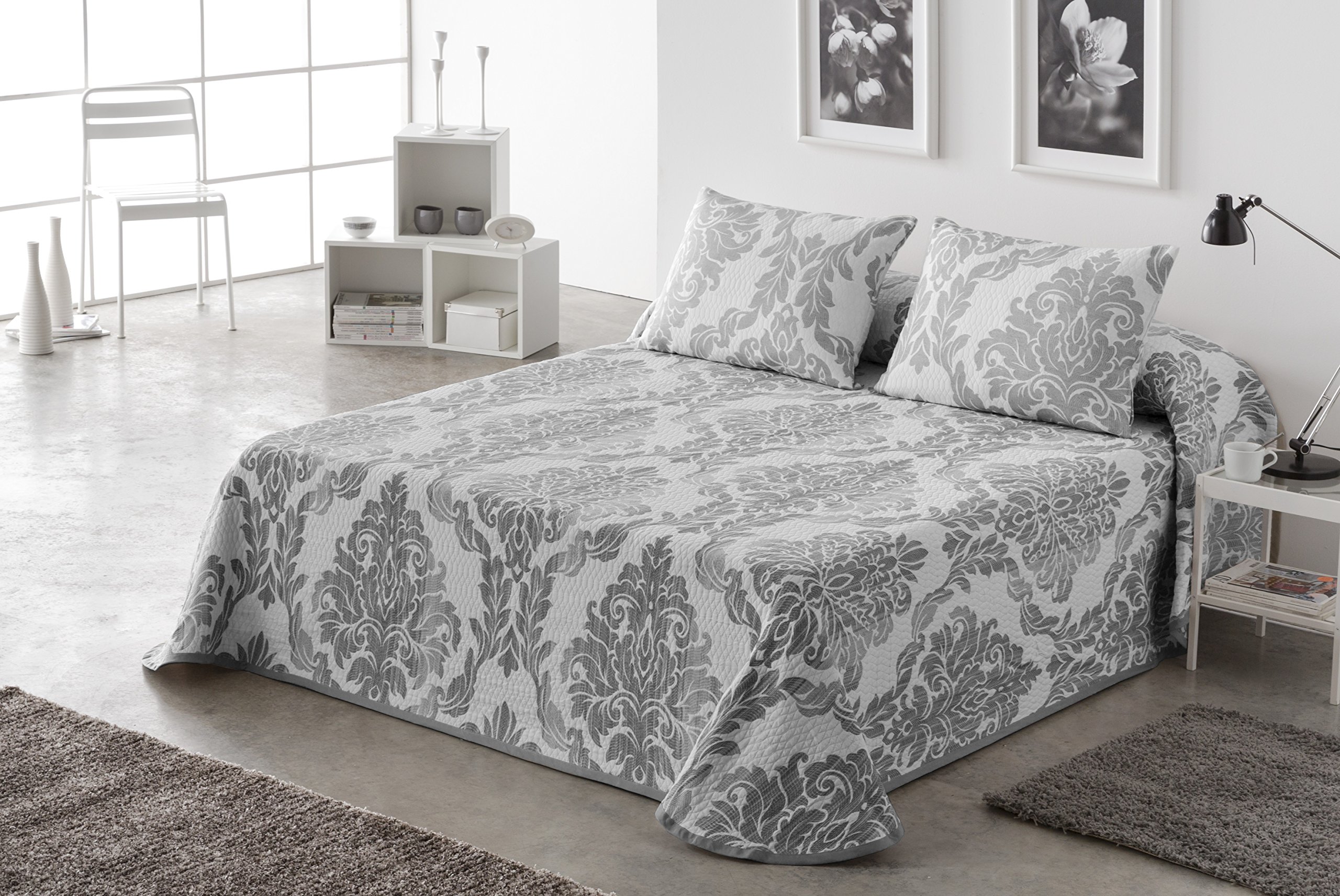 Couvre-lit de qualité VIALMAN gris dessus de lit haut de gamme 135