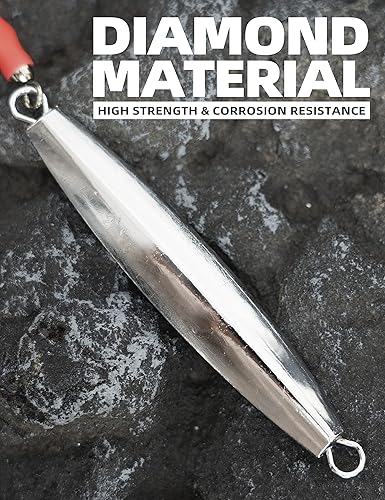 Miniatura 4 de BLUEWING Diamond Jig - 1 plantilla de pesca de agua salada con cola de tubo dividido y gancho de acero inoxidable de 1 onza2 oz3 oz4 onzas