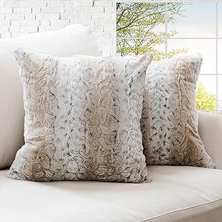 Cheer Collection Faux Fur Throw Pillows with Inserts – Set of 2 Decorati...